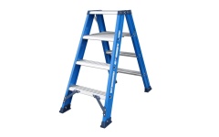 Foto TRAPLADDER DUBBEL HERCULES 2 X 4 TREDEN BLAUW DAS DT4B